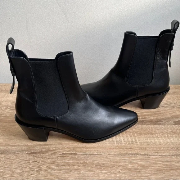 Frame Le Lexington Black Boots Chelsea Bootie Sleek Ankle Boot 7.5 NEW NWT - Picture 4 of 9
